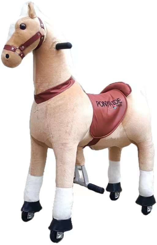 Pony Ride, rijdend speelgoed paard licht bruin, SMALL