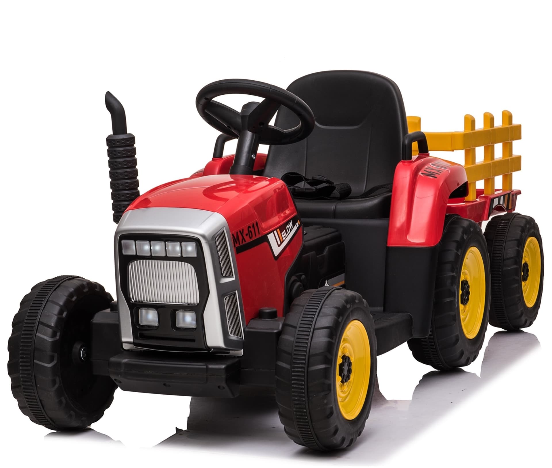 Elektrische kindertractor met aanhanger 12V Rood
